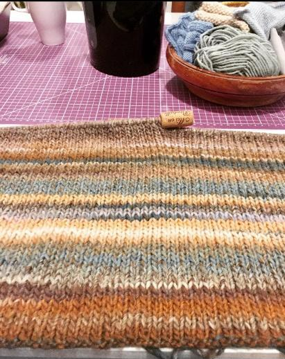 Ouvrage tricot réalisé lors d'un atelier de tricot dans notre mercerie à paris